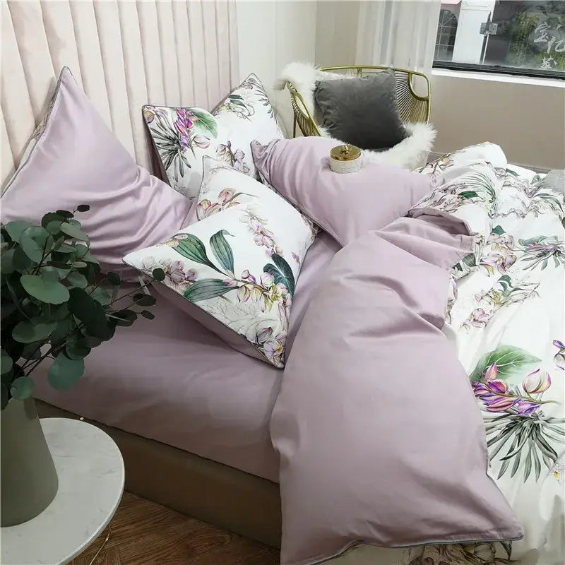 Luxury black & gold leaf duvet cover set – bedroom king size bedding