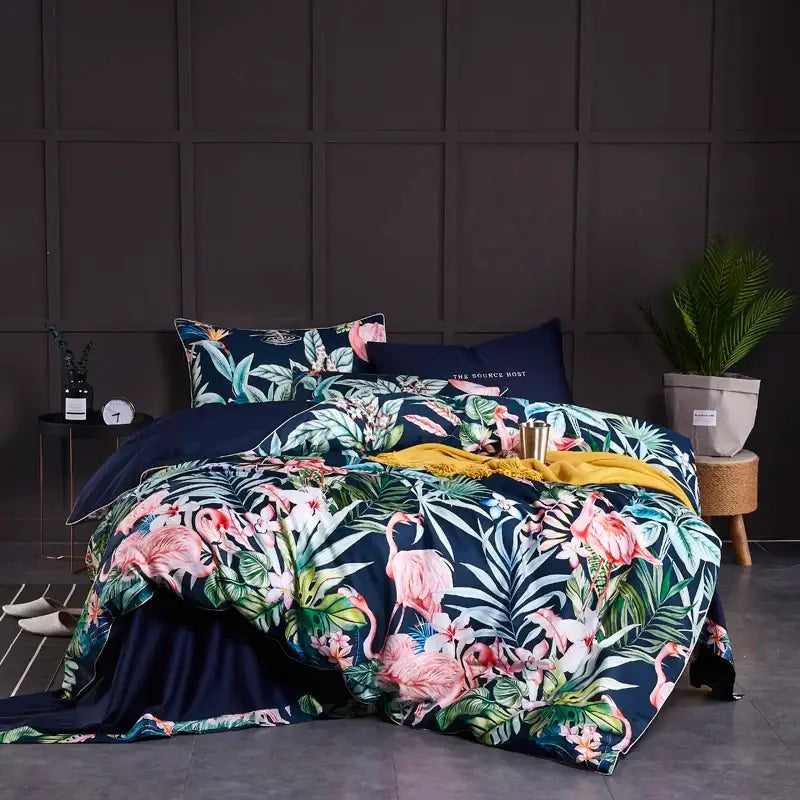 Luxury black & gold leaf duvet cover set – bedroom king size bedding