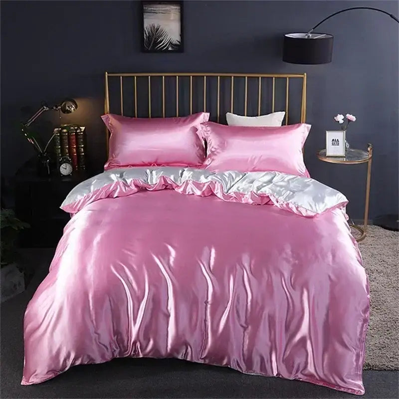 Luxury pink and gold mulberry silk bedding set bedroom duvet cover