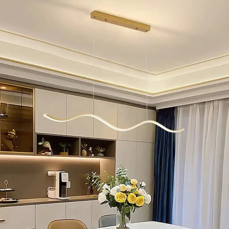 Modern white wavy led pendant light luxury nordic chandeliers dining room