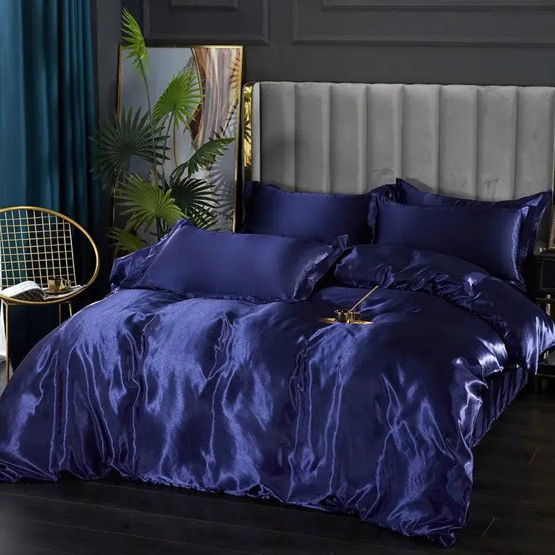 Luxury teal satin bedding set – bedroom duvet cover