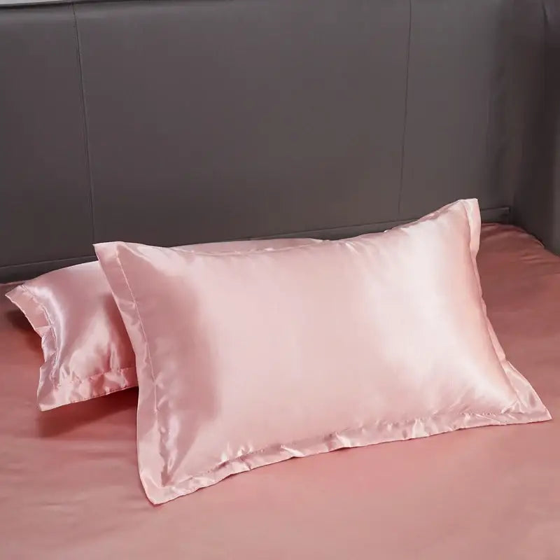 Luxury pink satin solid color bedding set with bedroom pcduvet cover