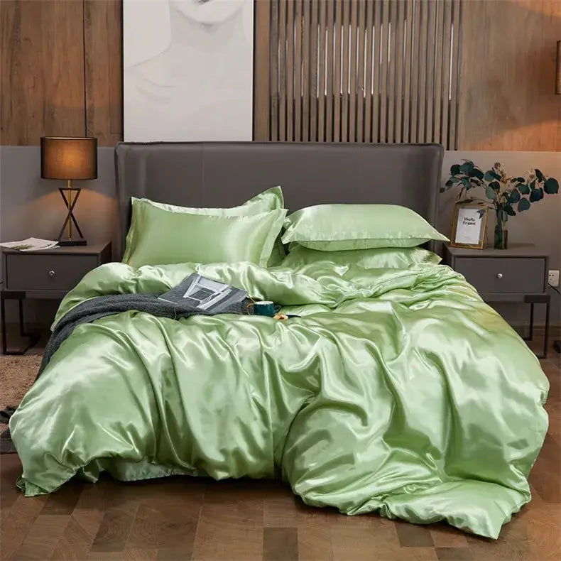 Luxury copper satin solid color bedding set for bedroom 4pcduvet cover