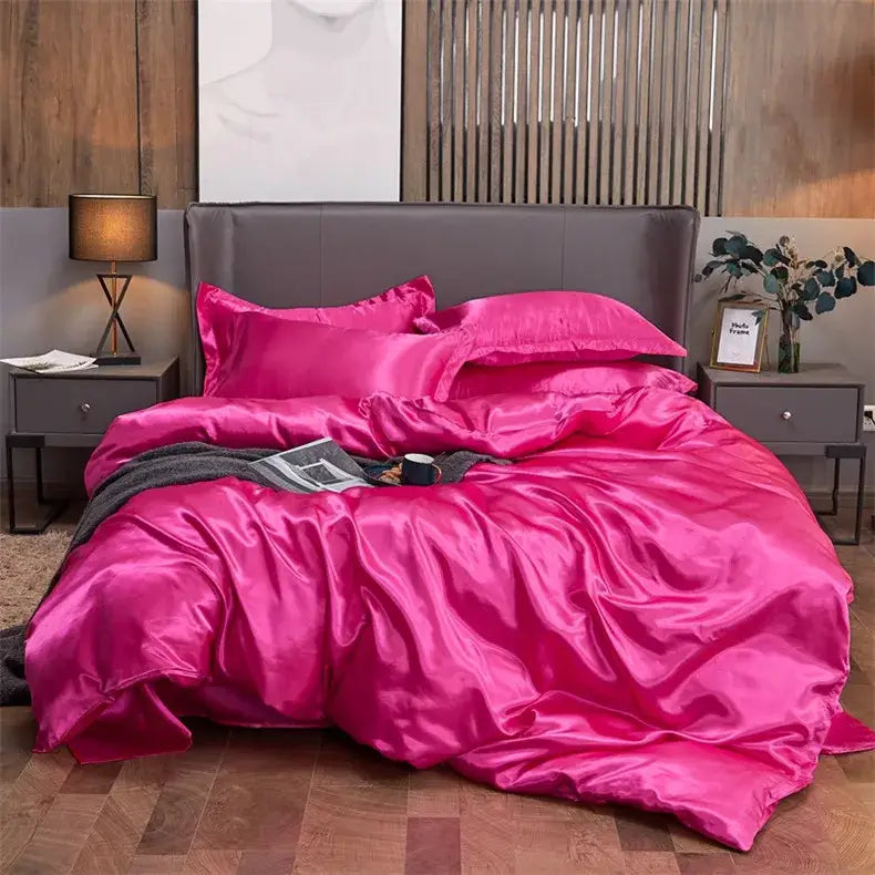Luxury purple glossy satin pcbed sheet bedding set bedroom