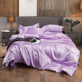 Luxury lavender satin solid color bedding set bedroom duvet cover