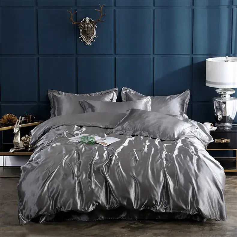 Luxury emerald satin pcduvet cover bedding set – bedroom decor