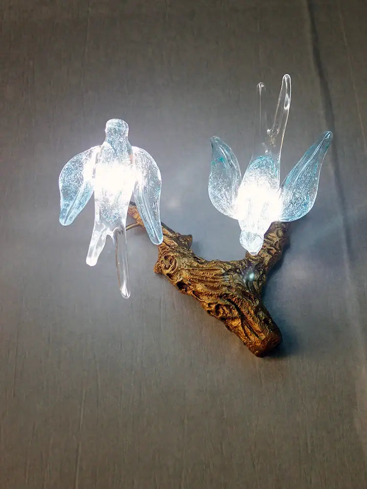 Vintage gold glass bird chandelier dining room dragonfly branch light