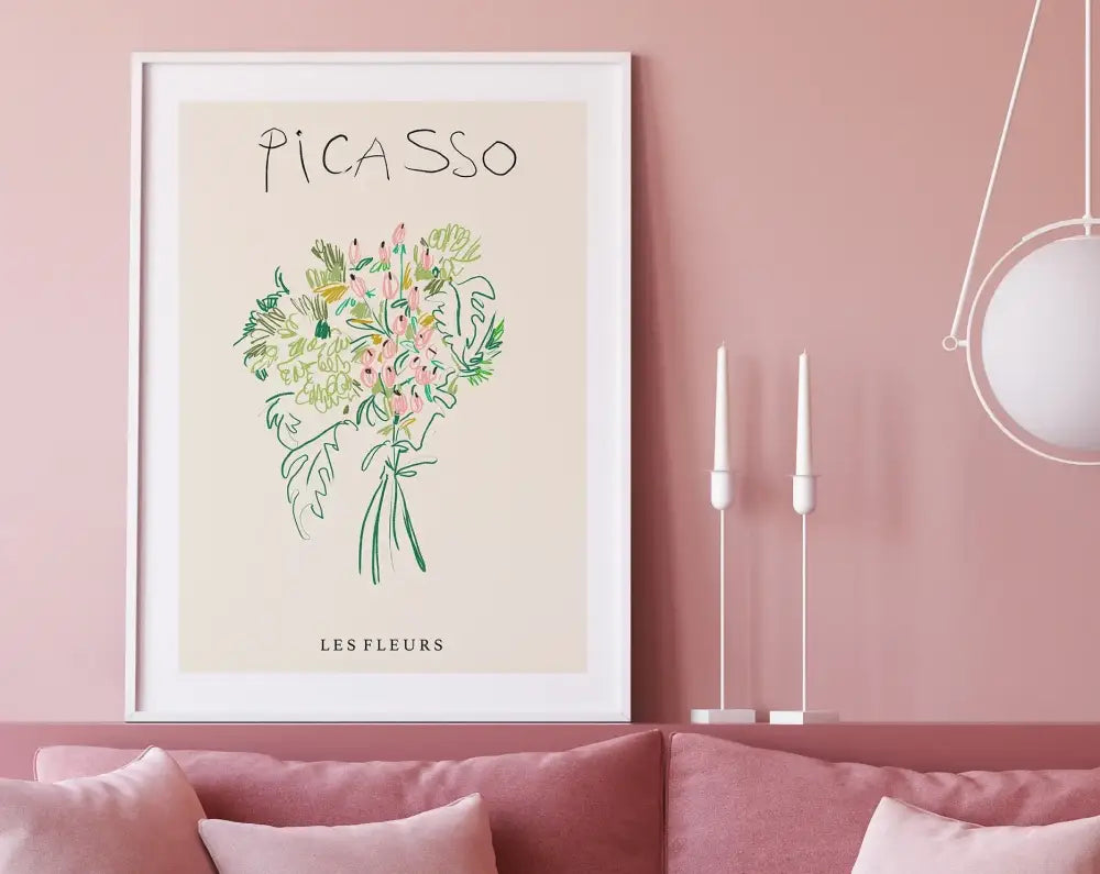 Matisse botanical flower poster orange & pink framed living room art