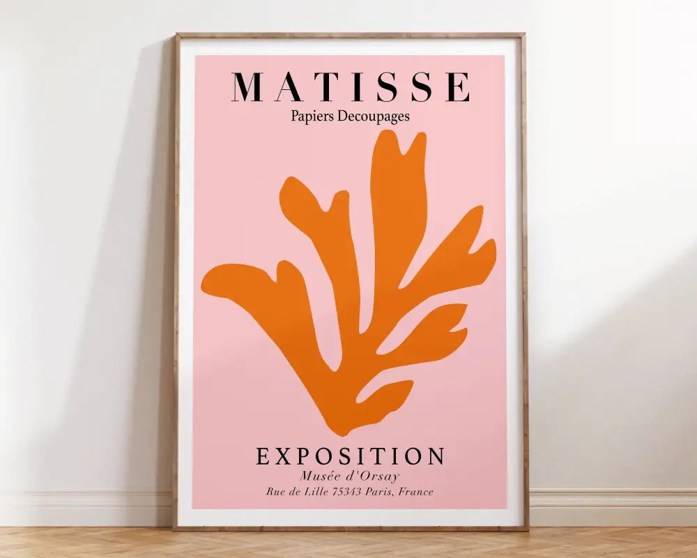 Matisse botanical flower poster orange & pink framed living room art