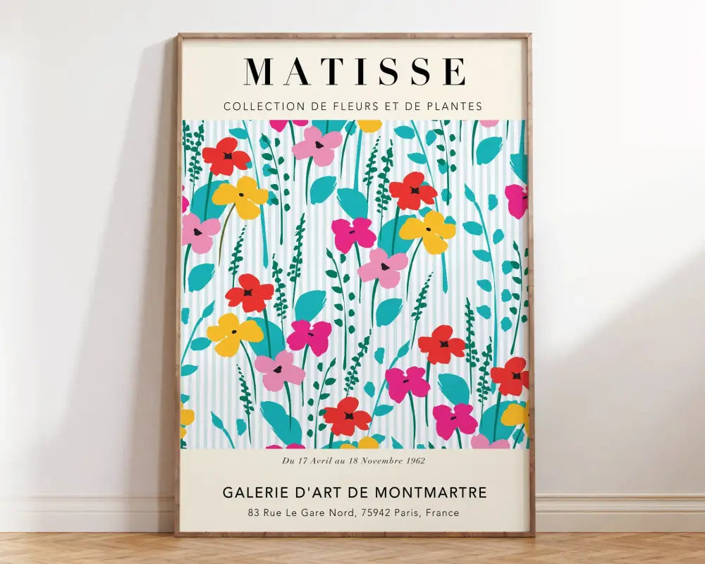 Matisse botanical flower poster orange & pink framed living room art