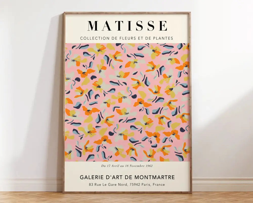 Matisse floral art orange leafy spiral framed print living room decor