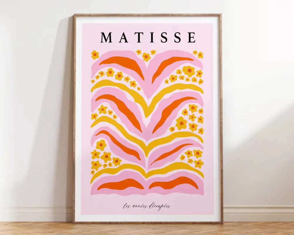 Matisse floral art orange leafy spiral framed print living room decor