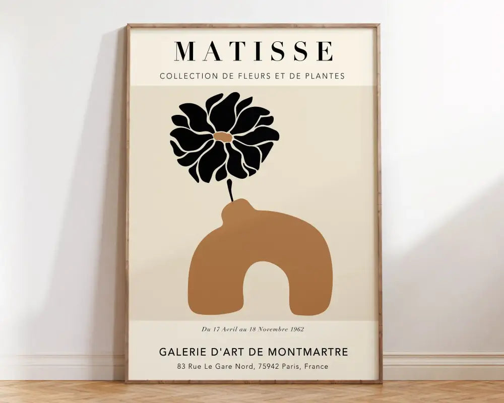 Abstract orange & lavender matisse floral art – living room poster