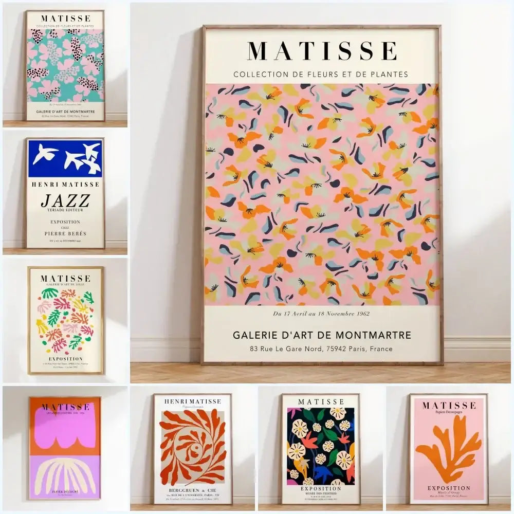 Vibrant matisse floral art framed canvas bedroom wall decor