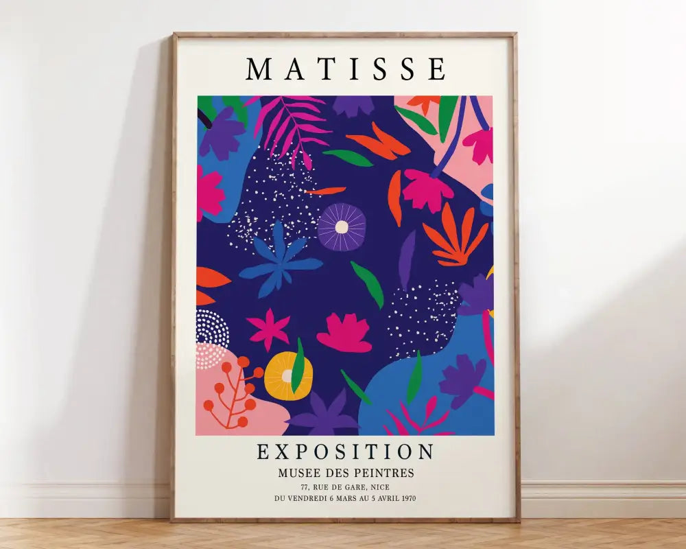 Vibrant matisse floral art framed canvas bedroom wall decor