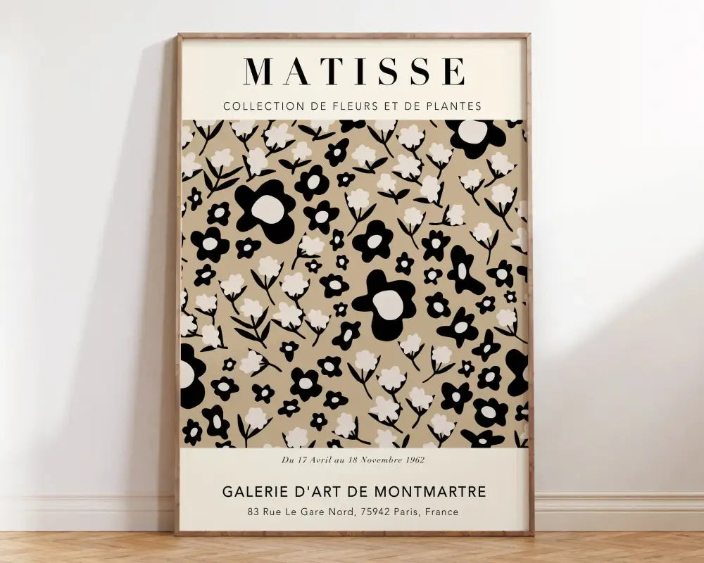 Minimalist black matisse floral art print bedroom wall decor