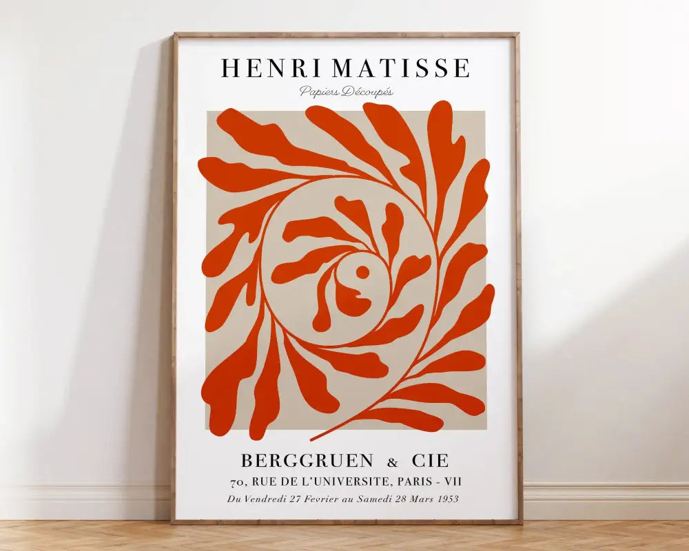 Abstract matisse floral art framed print living room wall decor