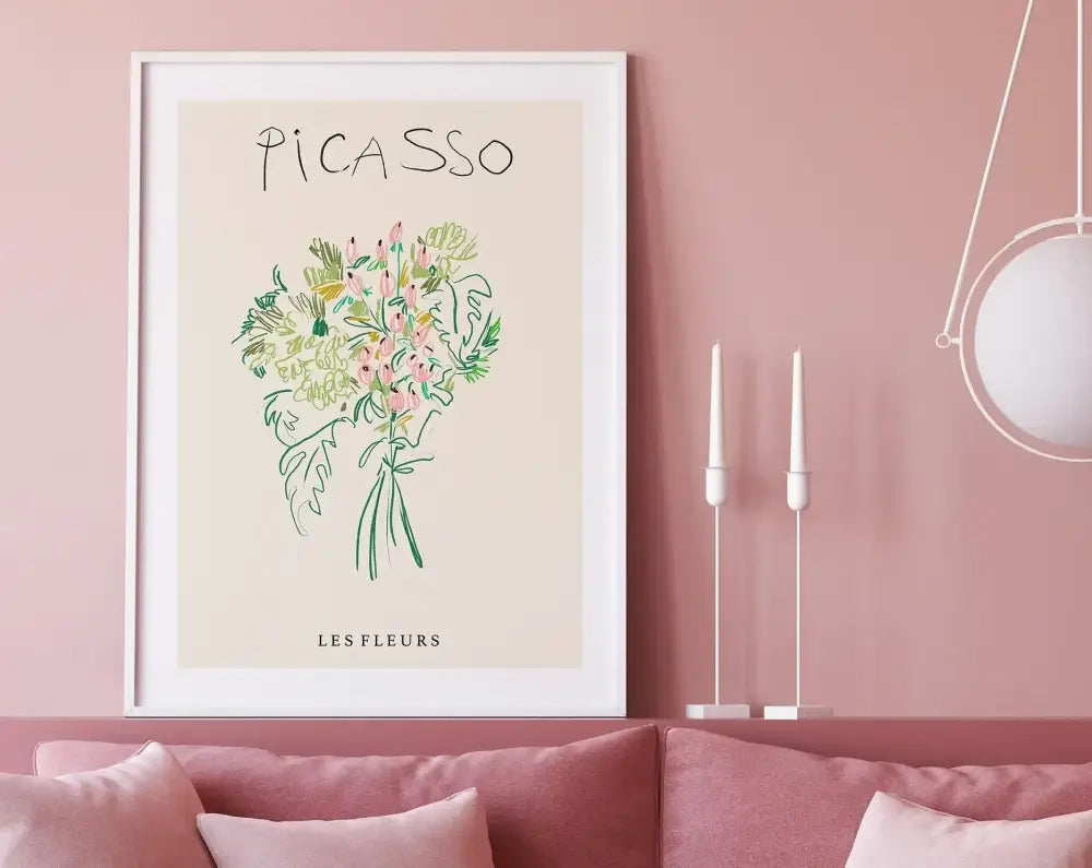 Minimalist black matisse floral art print bedroom wall decor