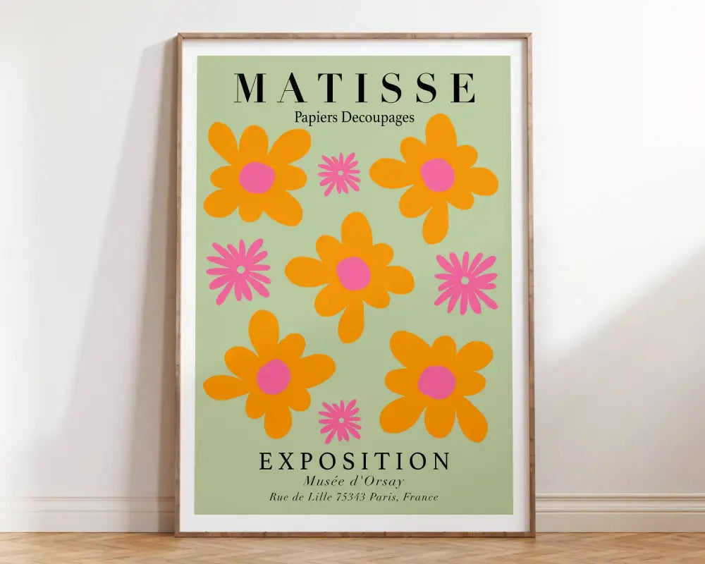Matisse flower market pink & orange abstract flowers living room art