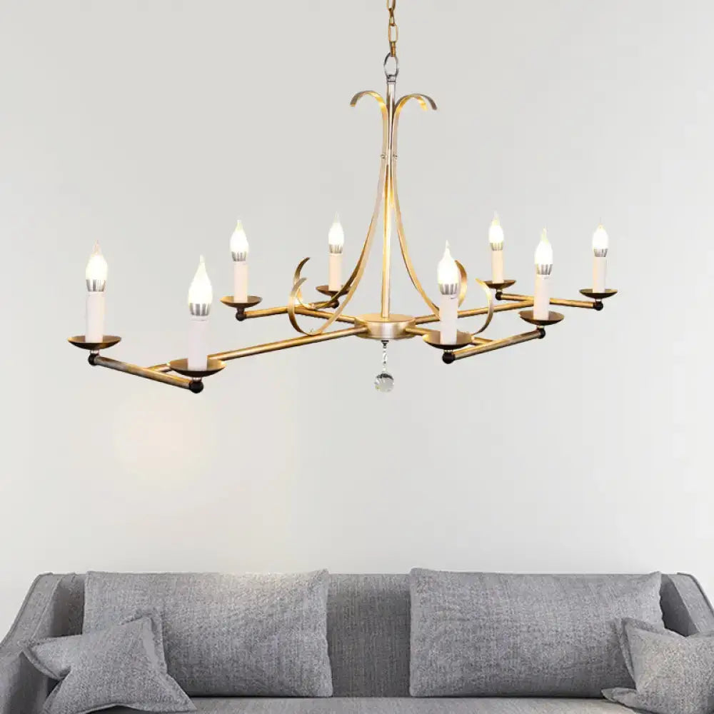 Antique brass metal island chandelier traditional candle dining room