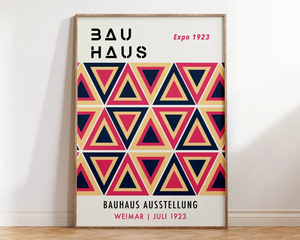 Mid century bauhaus pink & red canvas print living room wall decor