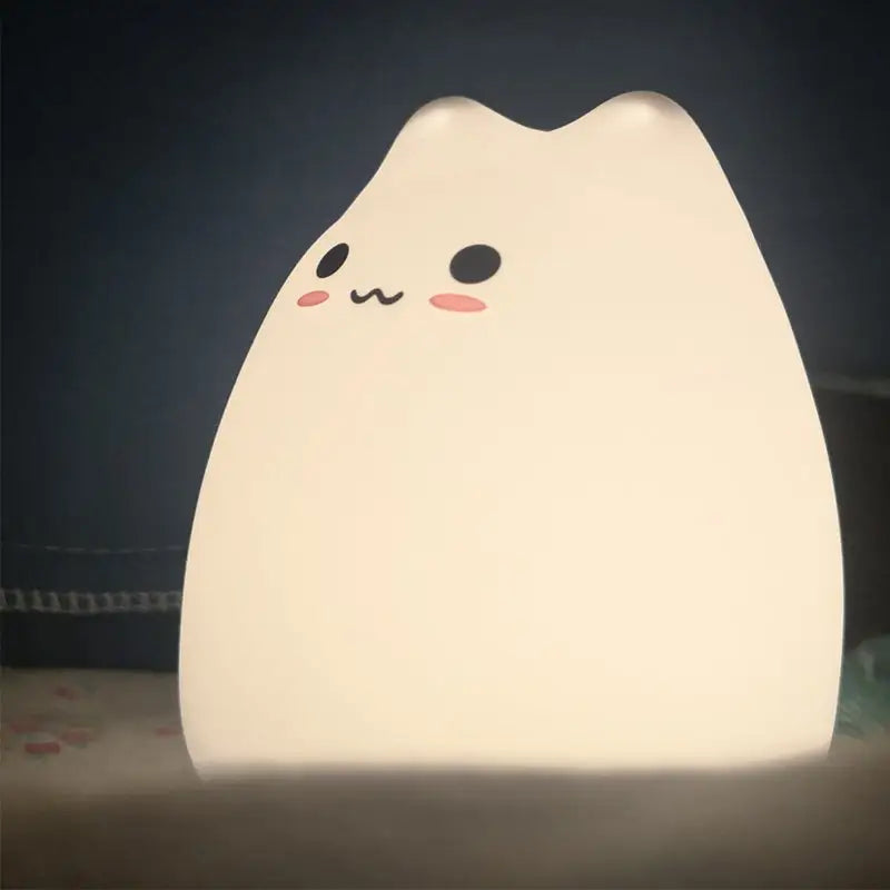 Mini popular cat white silicone night lamp bedroom eye protection