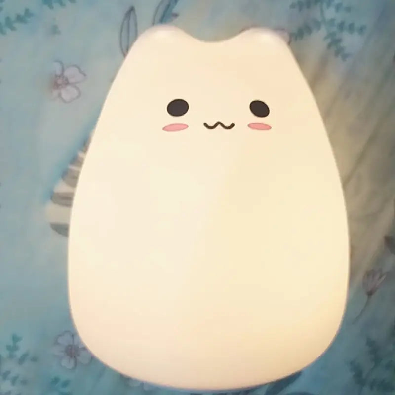 Mini popular cat white silicone night lamp bedroom eye protection