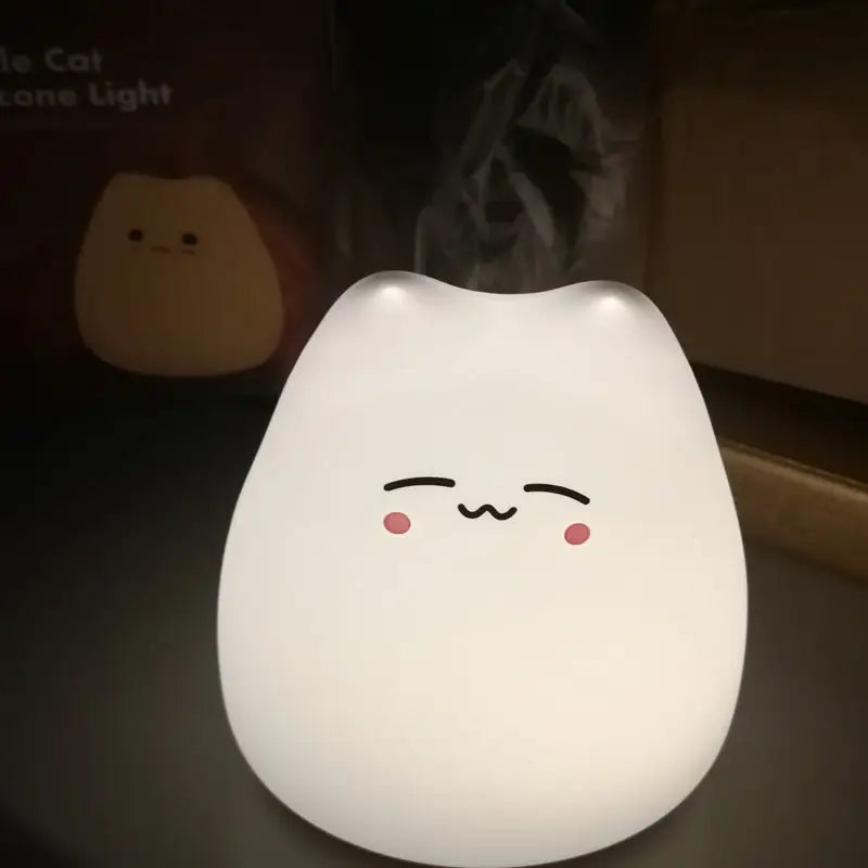 Mini popular cat white silicone night lamp bedroom eye protection