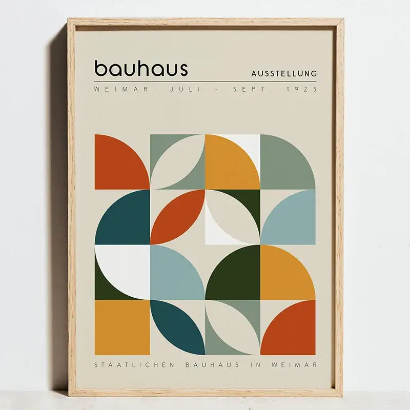 Modern bauhaus exhibition posters orange & black living room art