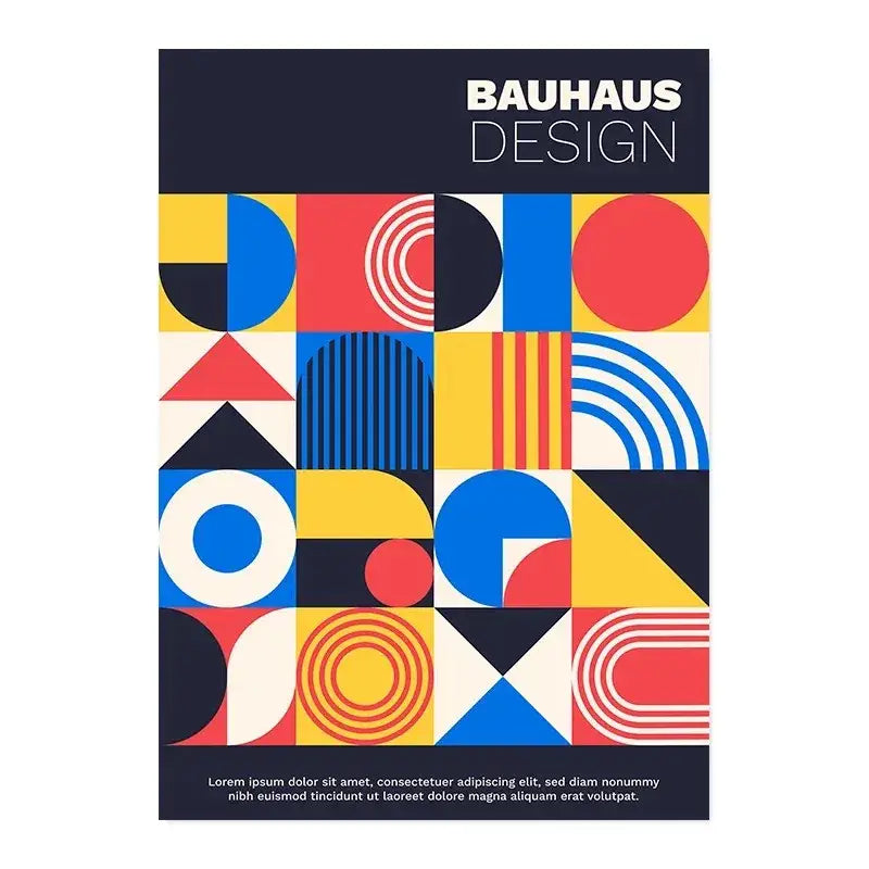 Minimalist blue & cream bauhaus canvas print living room wall art