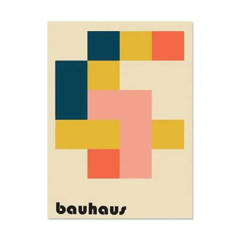 Modern abstract bauhaus canvas print living room wall decor