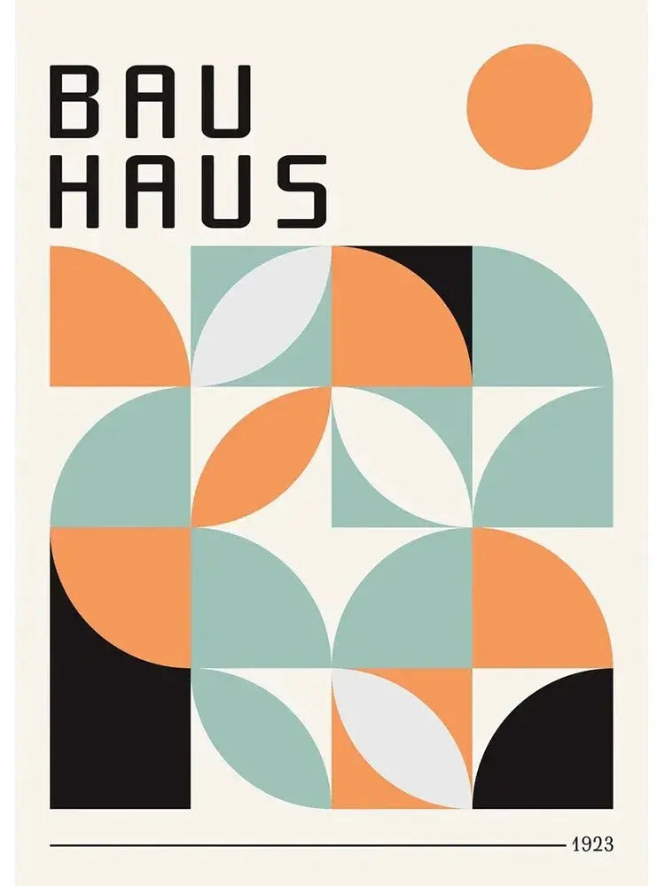 Minimalist blue bauhaus canvas print living room wall art