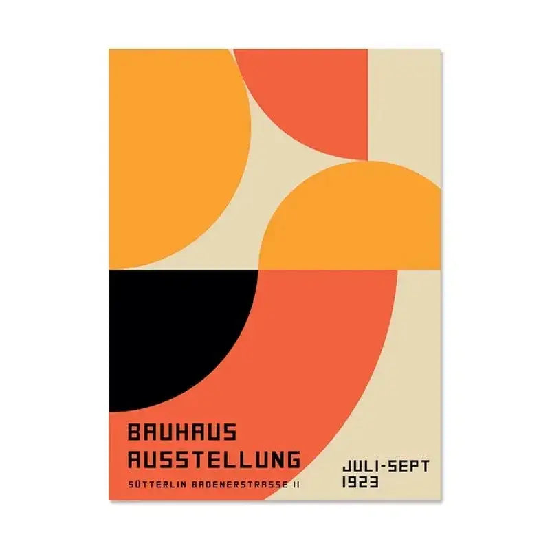 Vintage orange bauhaus canvas print living room white modernism art