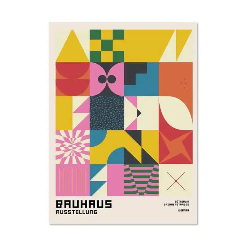 Modern abstract bauhaus canvas print living room wall decor