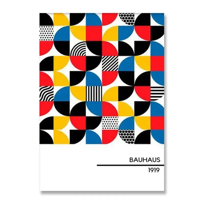 Modern bauhaus canvas print black & white wavy living room decor