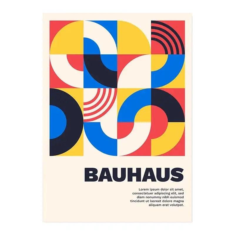 Modern abstract bauhaus canvas print living room wall decor
