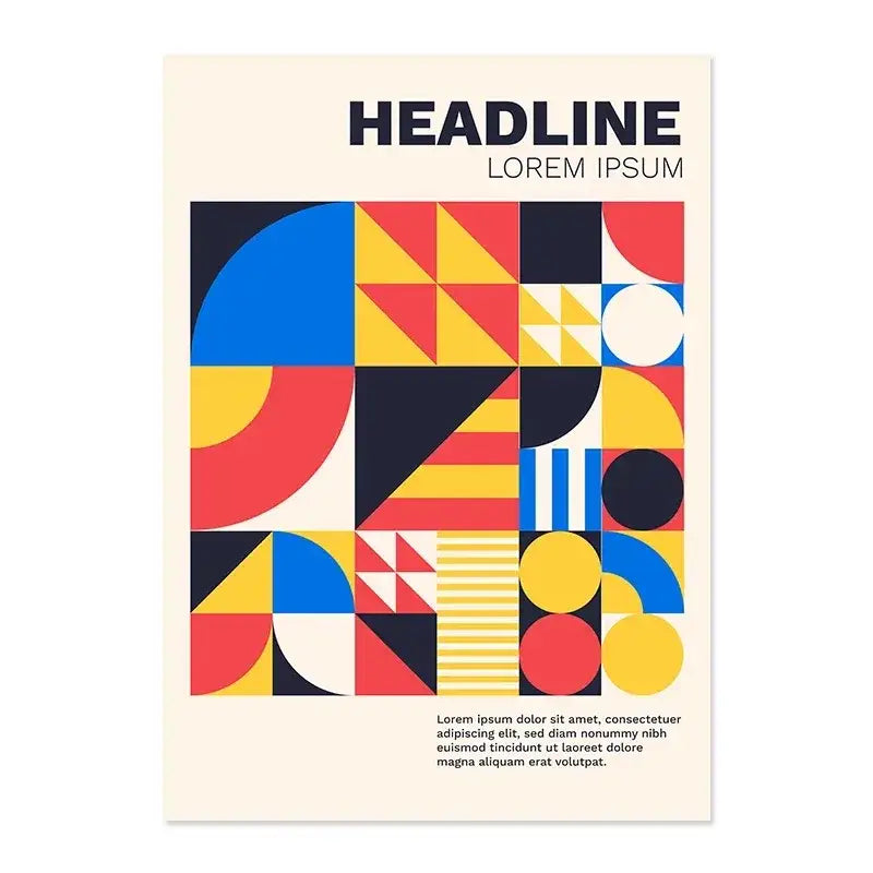 Bauhaus geometric vintage canvas print living room wall art