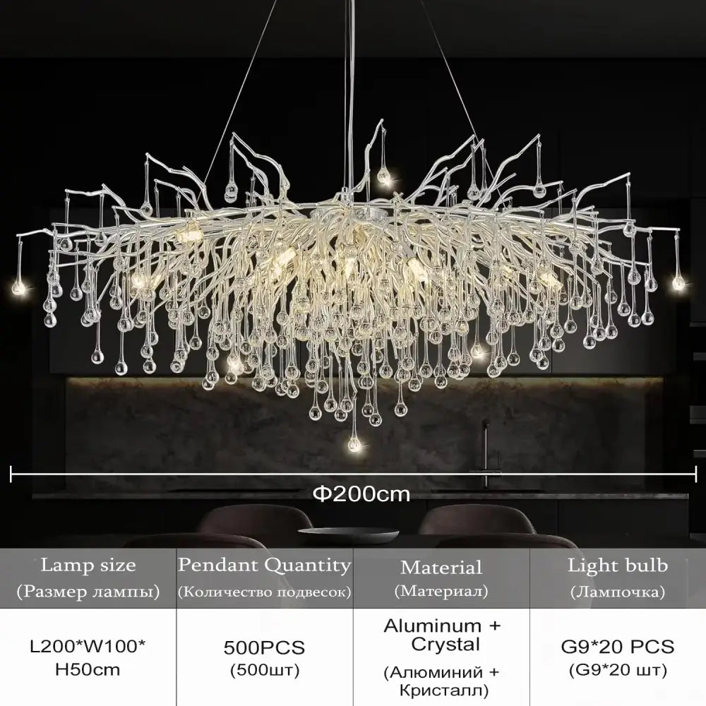 Modern gold branch crystal chandelier for living room