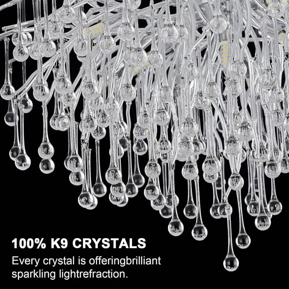 Modern chrome branching crystal chandelier living room light