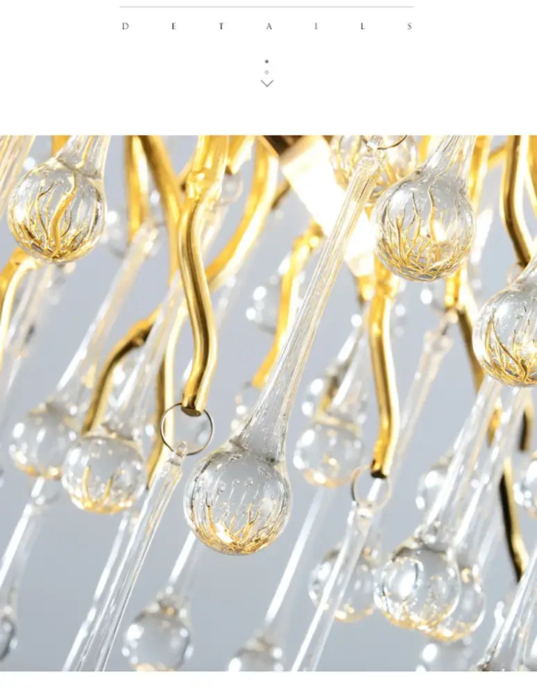 Modern golden aluminum crystal chandelier for living room