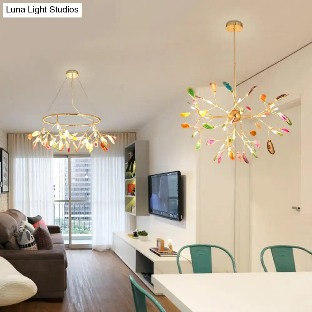 Modern gold agate island light fixture dining room pendant