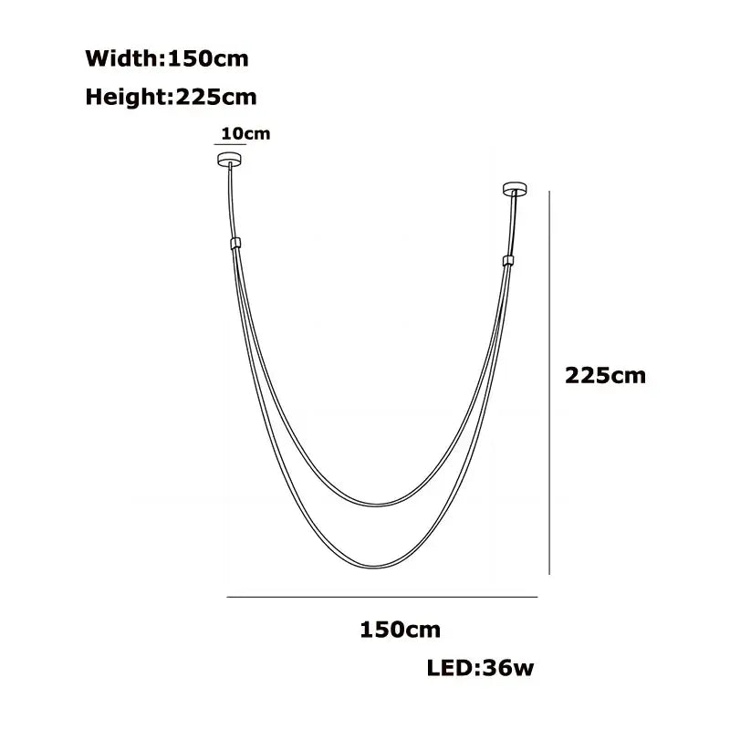 Modern led chandelier with flexible leather belt for dining room