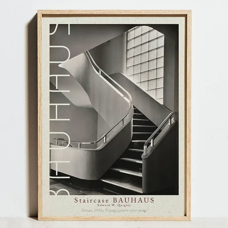 Modern geometric bauhaus barcelona chair framed poster living room art