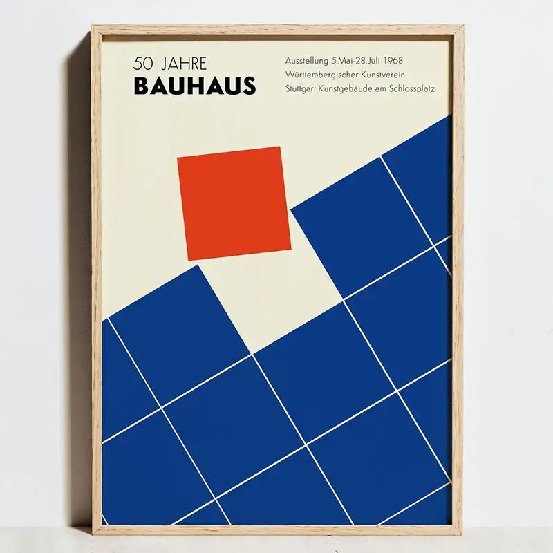 Modern geometric bauhaus barcelona chair framed poster living room art