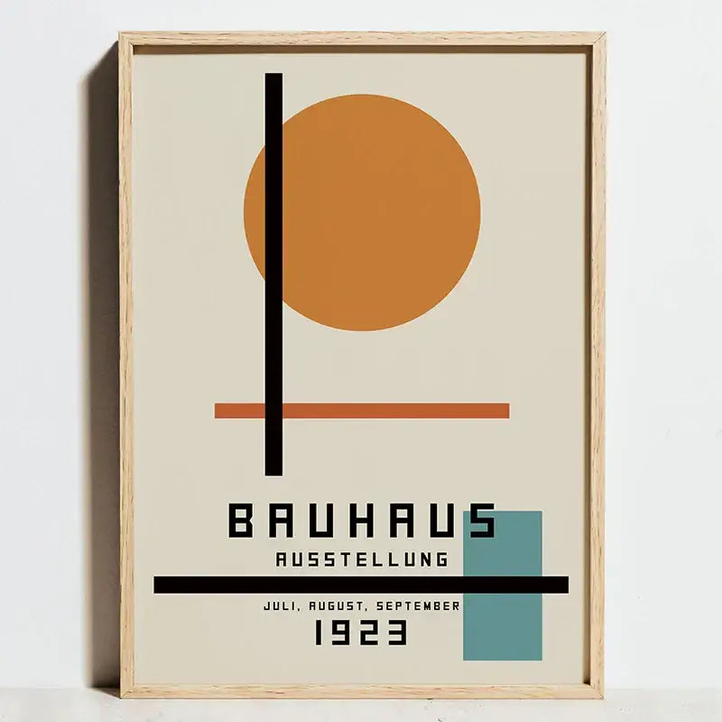 Modern geometric bauhaus barcelona chair framed poster living room art