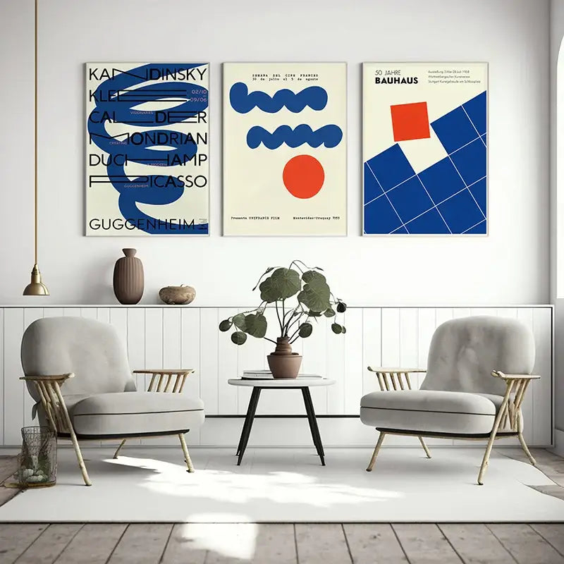 Modern geometric bauhaus exhibition canvas print living room art