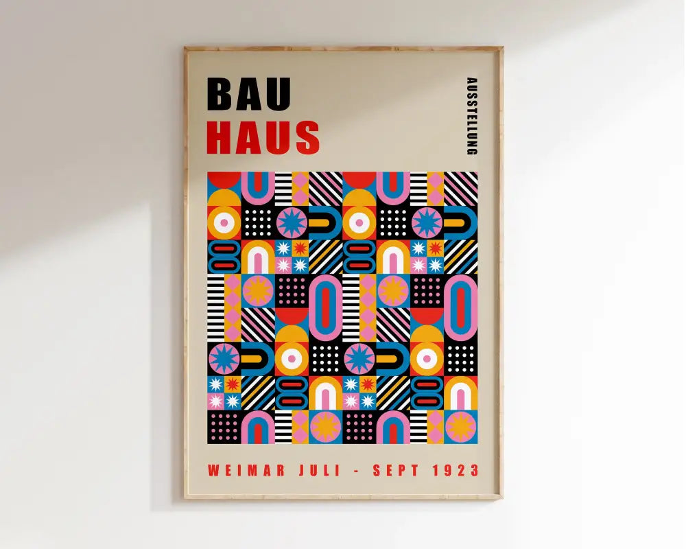Minimalist bauhaus geometric canvas print living room wall art