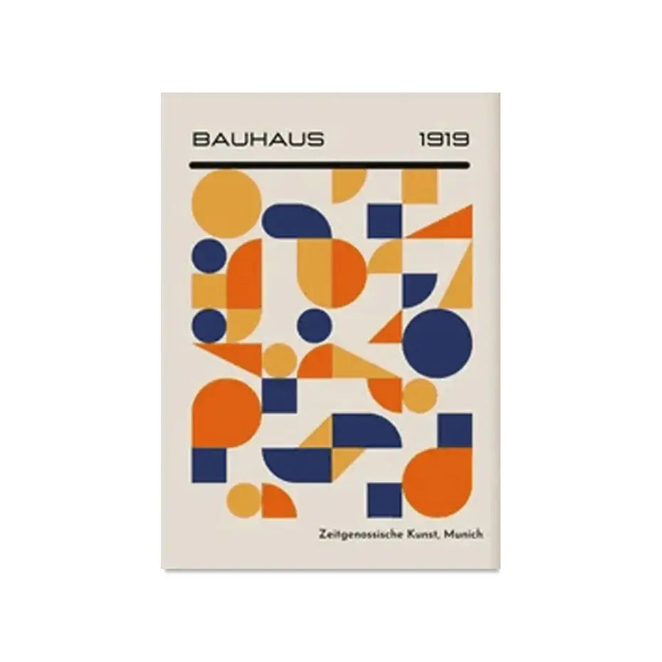 Bauhaus geometric canvas wall art living room set