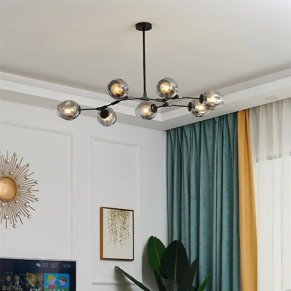 Modern green glass ball led chandelier dining room light