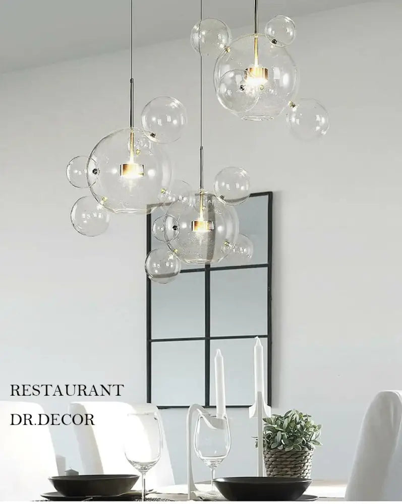 Modern led bubble 15 globe chandelier dining room glass pendant light